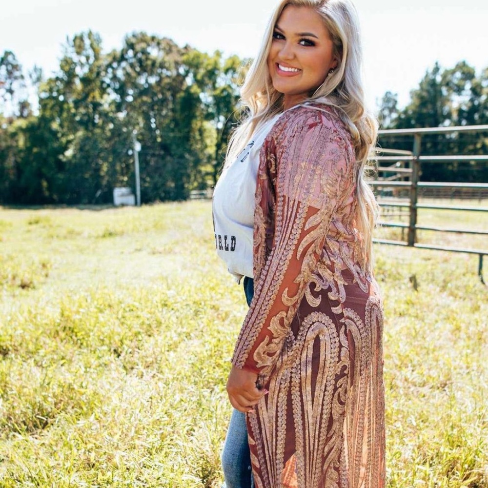 Southern Fried Chics- The Royal Sequin Duster in Copper Matte